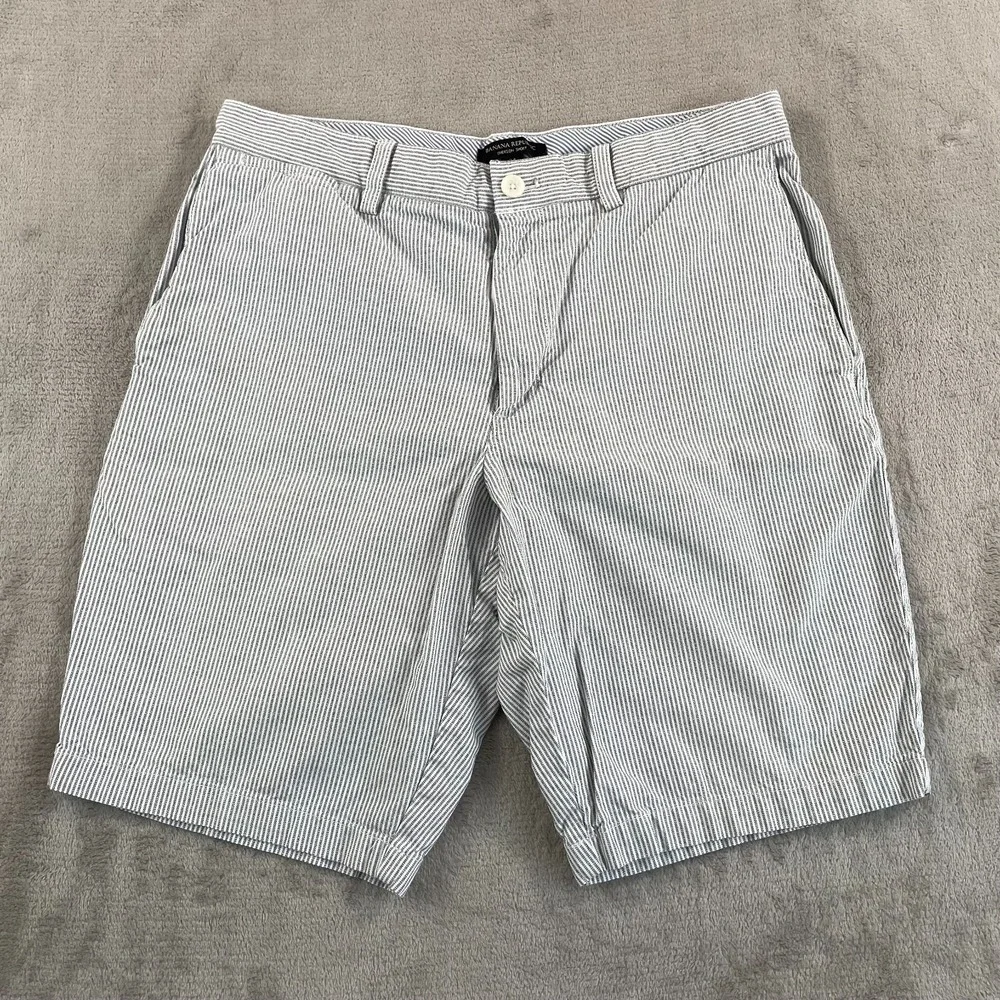 Banana Republic Emerson Shorts 34‎ Blue Hickory Striped Chino Causal Preppy